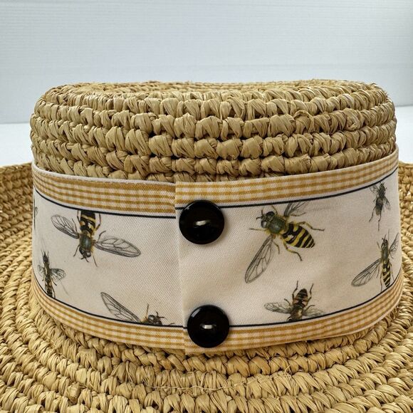 Mary Lake Thompson Straw Sun Hat Bee Ribbon Band Wide Brim Garden Cottage main image 9